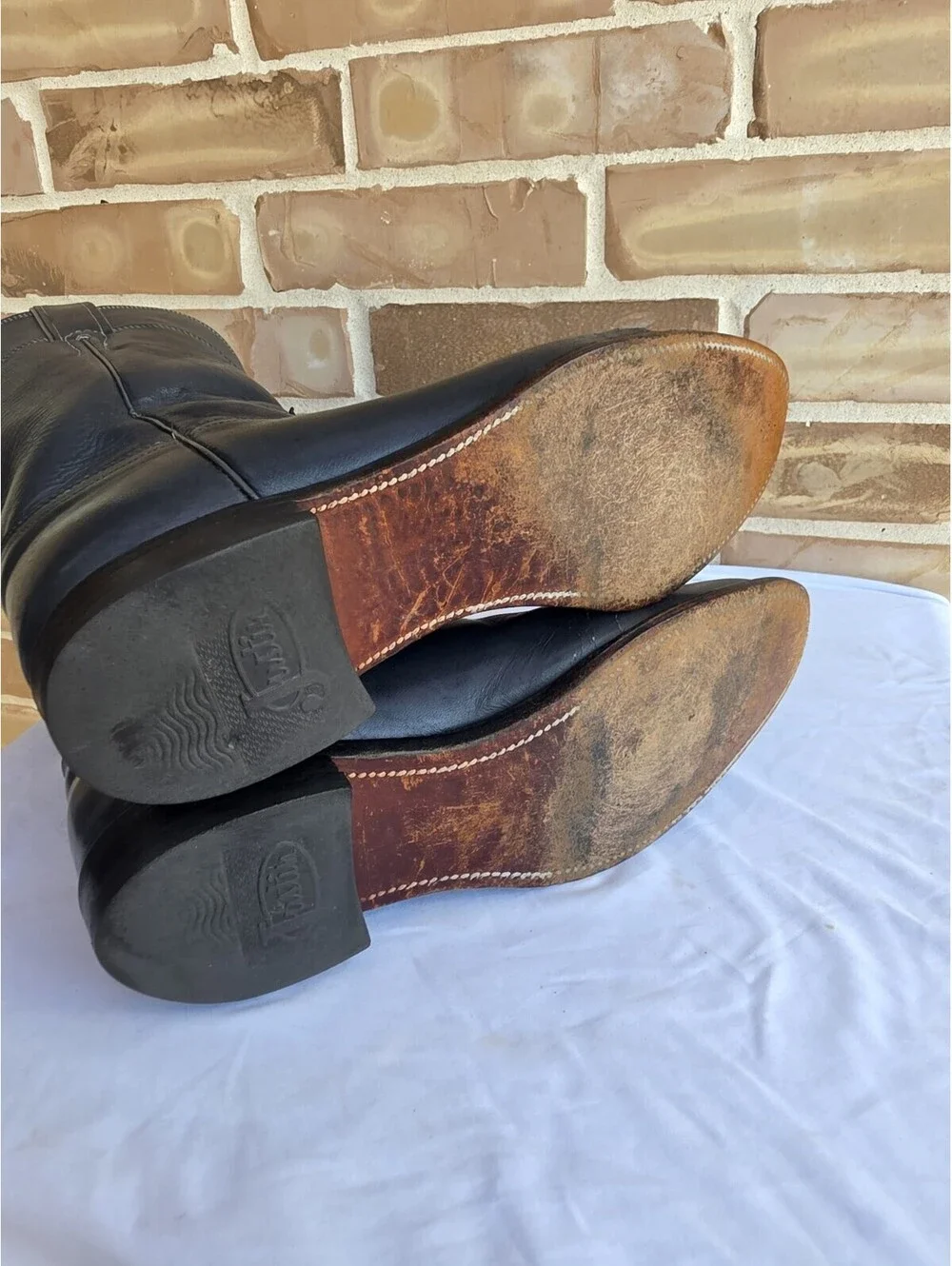 Vintage Justin Roper Boots Mens 10.5 D Gray Leather Cowboy Western USA 3025
